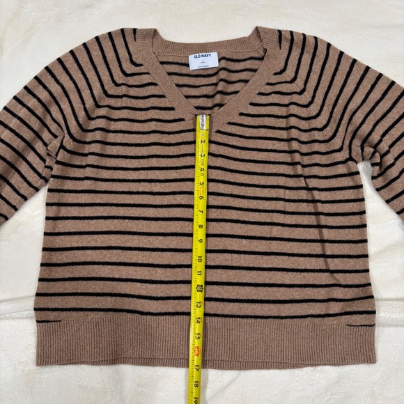 Old Navy So Soft Loose V-Neck Striped Brown/Black Sweater - Picture 8 of 8